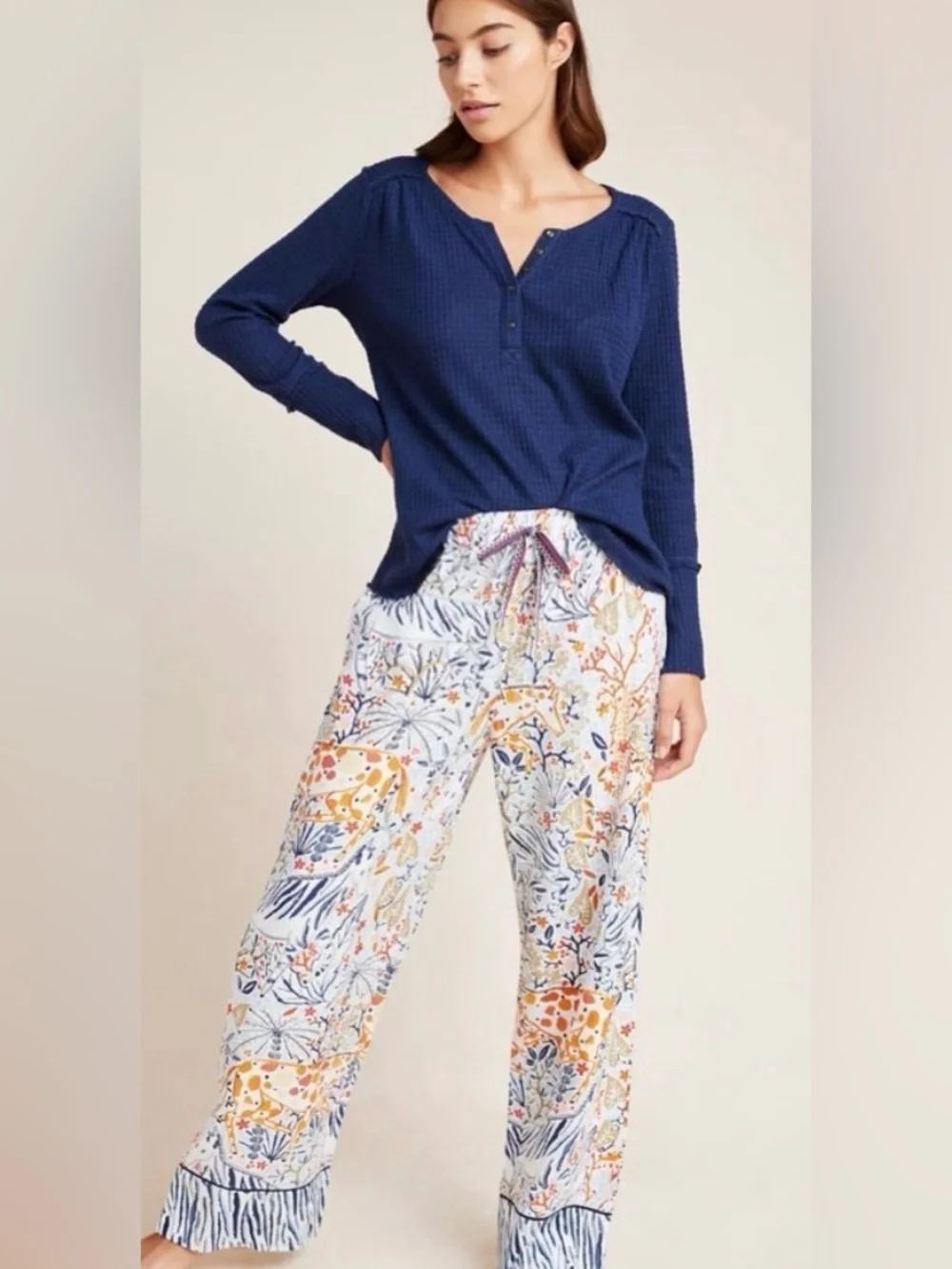 Anthropologie Vikki Chu Pastoral Flannel Sleep Pajama Lounge Pant Small